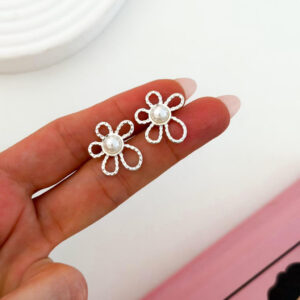 AROS ACERO PLATEADO FLORES