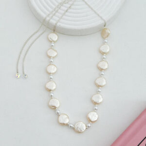 COLLAR PERLAS ACERO PLATEADO