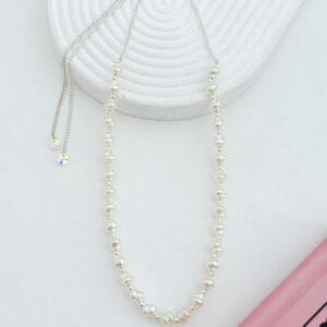 COLLAR PERLAS ACERO PLATEADO